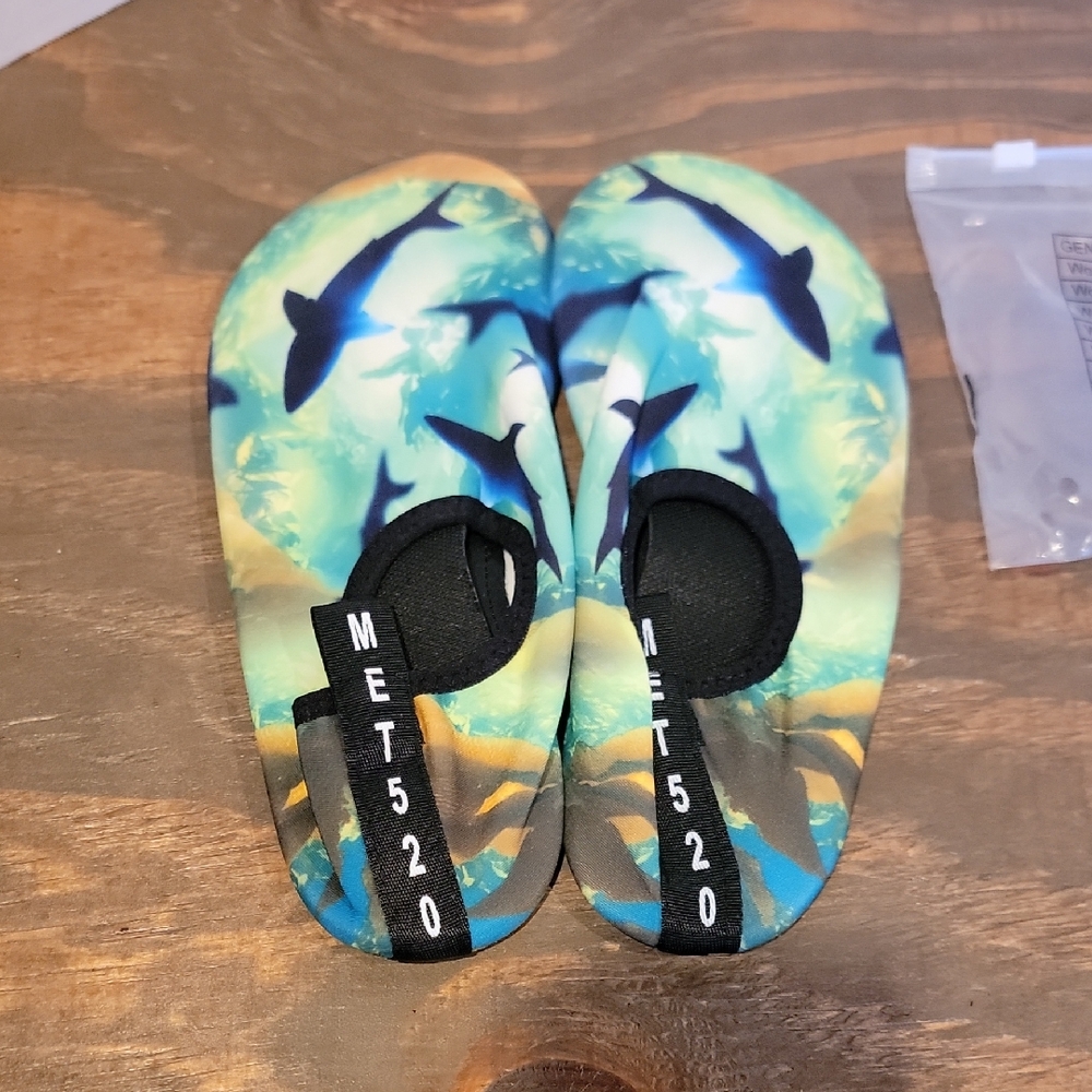Women's Shark Print Water Shoes - Blue and Black